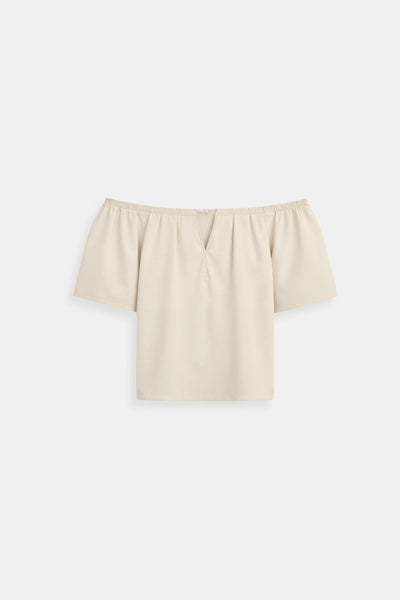 Schulterfreies Crop-Top in Weiß