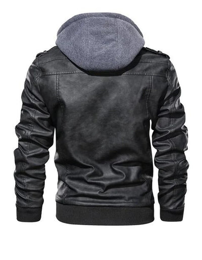 Prio | Stilvolle Premium Leder-Winter-Jacke mit Kapuze