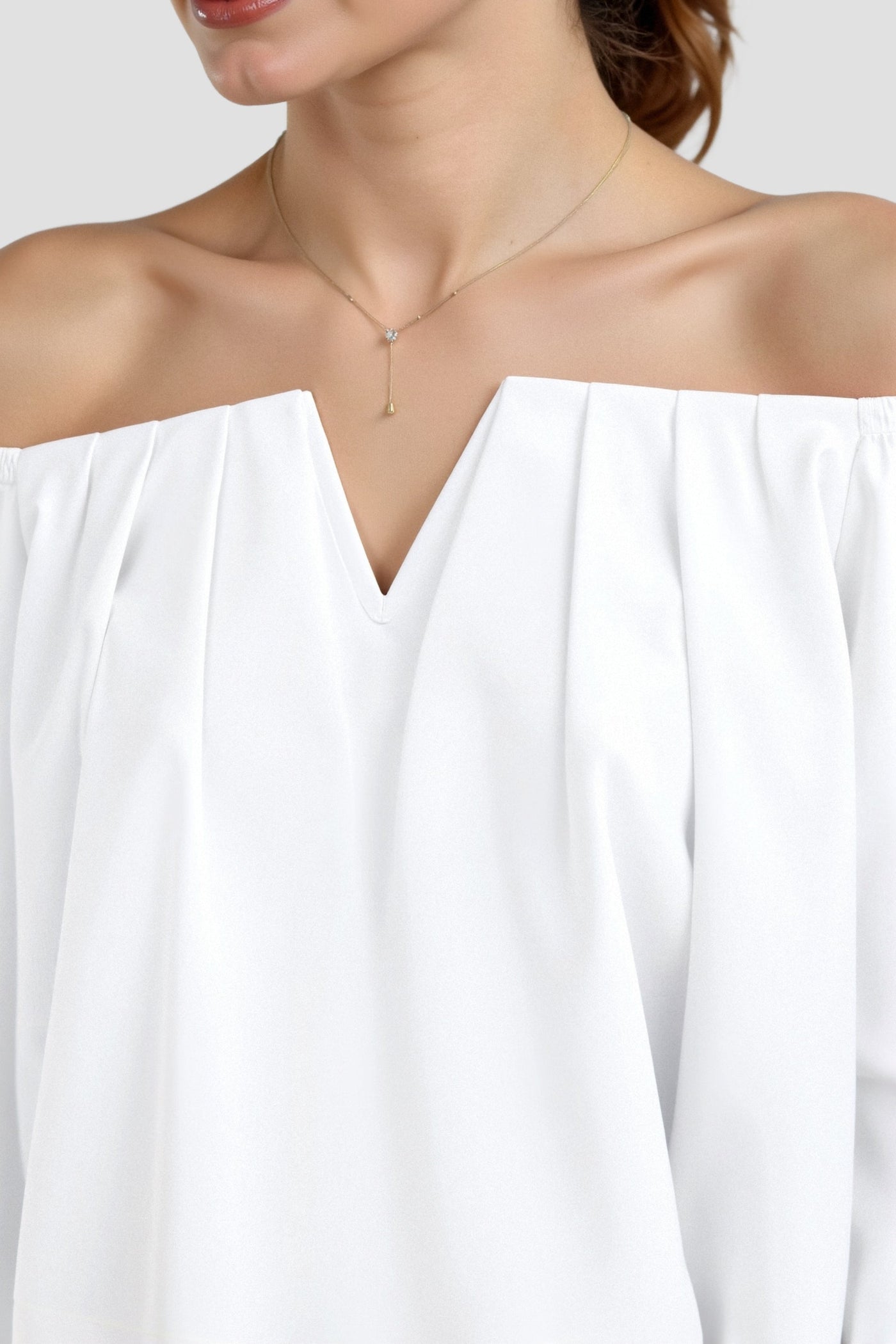 Schulterfreies Crop-Top in Weiß