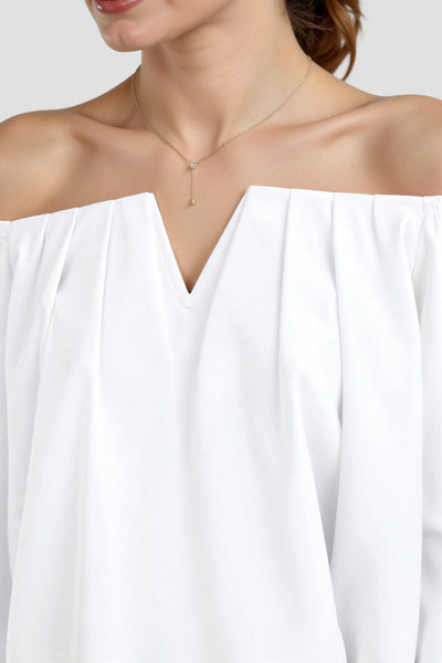 Schulterfreies Crop-Top in Weiß