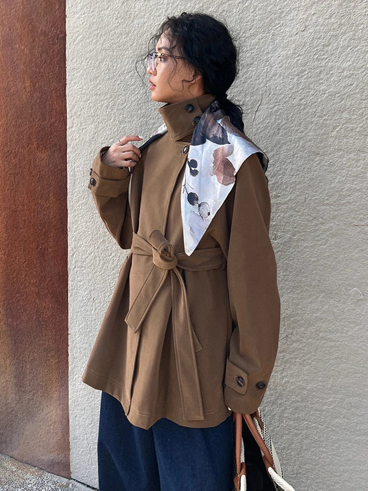 Nalia | Modischer Trenchcoat Damen Winter Leder