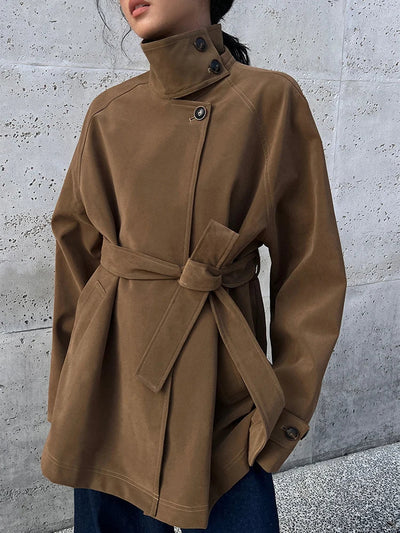 Nalia | Modischer Trenchcoat Damen Winter Leder