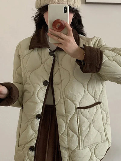 Yra | Blockfarbener Mantel Damen im koreanischen Stil