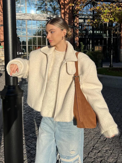 Eimlei | Modische Wolljacke Damen mit Reißverschluss