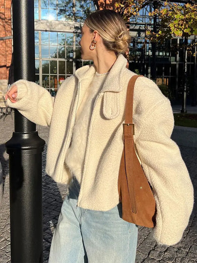 Eimlei | Modische Wolljacke Damen mit Reißverschluss