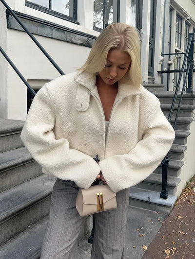 Eimlei | Modische Wolljacke Damen mit Reißverschluss