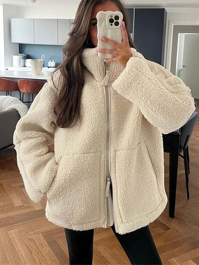 Eimlei | Modische Wolljacke Damen mit Reißverschluss