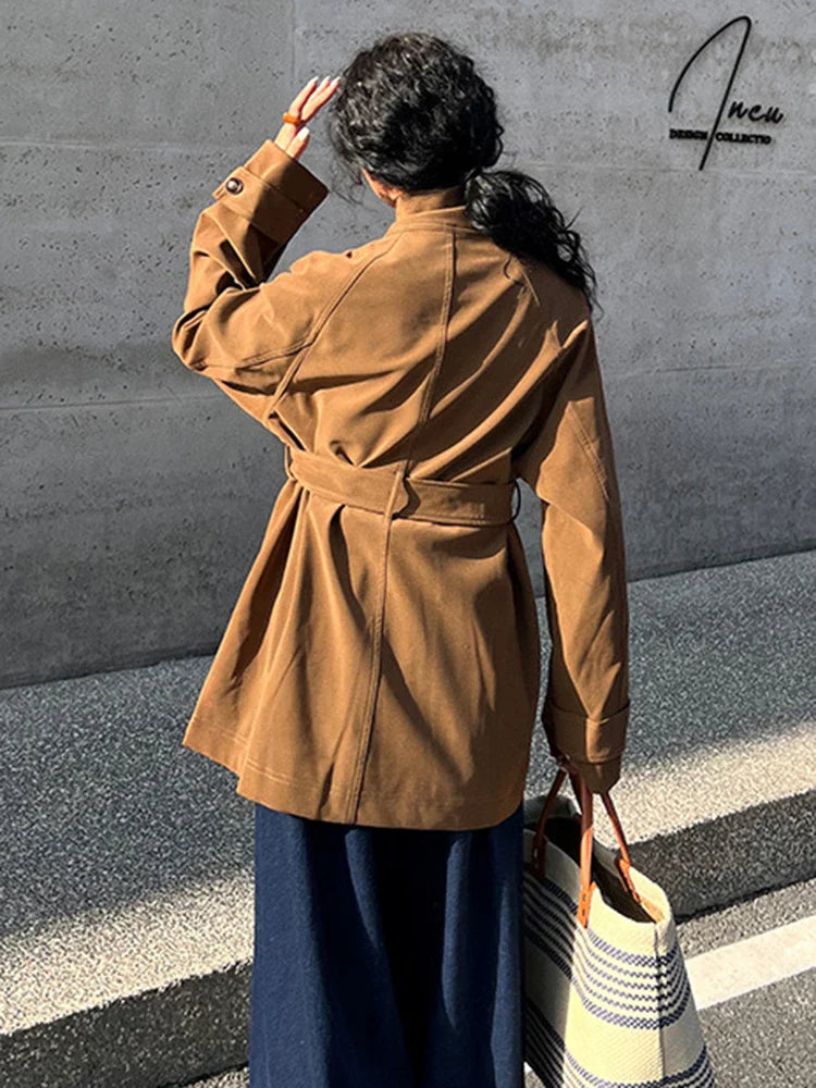 Nalia | Modischer Trenchcoat Damen Winter Leder