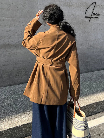 Nalia | Modischer Trenchcoat Damen Winter Leder