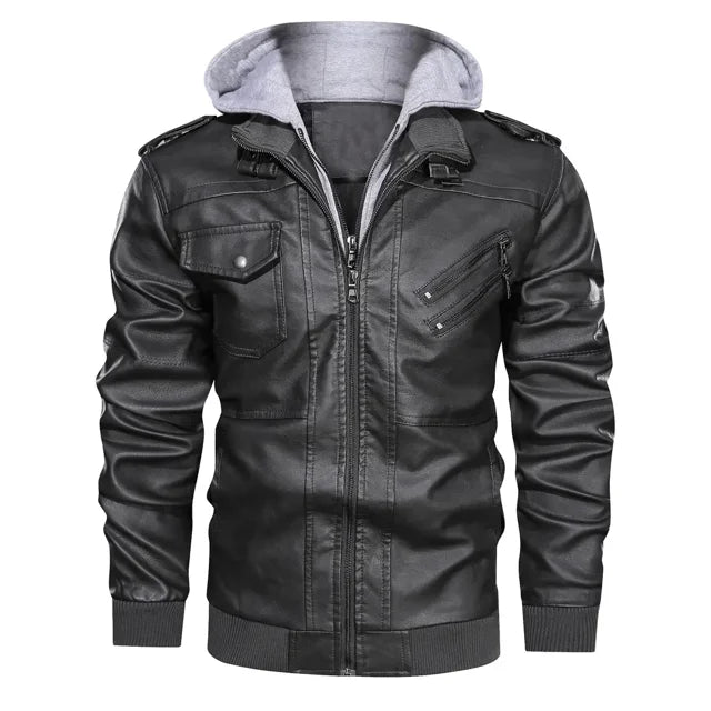 Prio | Stilvolle Premium Leder-Winter-Jacke mit Kapuze