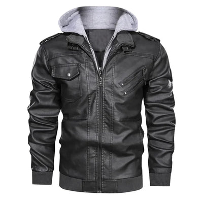 Prio | Stilvolle Premium Leder-Winter-Jacke mit Kapuze